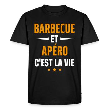 Barbecue et apéro c'est la vie vacances d'été - T-shirt Premium bio Homme - noir - Devant - Nico (187cm)