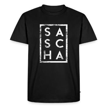 Sascha Minimalism - Men's Premium Organic T-Shirt - black - Front - Nico (187cm)