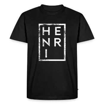 Henri Minimalism - Men's Premium Organic T-Shirt - black - Front - Nico (187cm)