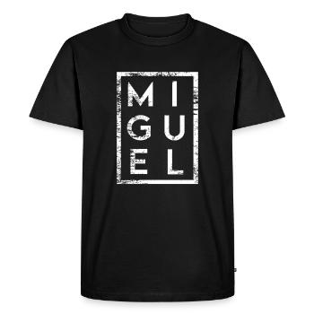 Miguel Minimalismus - Männer Premium Bio T-Shirt - Schwarz - Vorne - Nico (187cm)