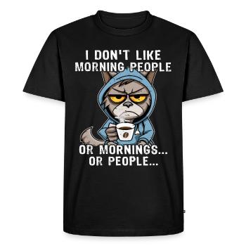 Morning People Café Chat - T-shirt Premium bio Homme - noir - Devant - Nico (187cm)