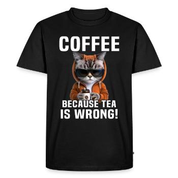 Café buvant du thé pour chats - T-shirt Premium bio Homme - noir - Devant - Nico (187cm)