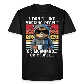 Morning People Cat Coffee - T-shirt Premium bio Homme - noir - Devant - Nico (187cm)