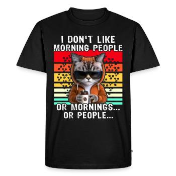 Morning People Cat Coffee - T-shirt Premium bio Homme - noir - Devant - Nico (187cm)