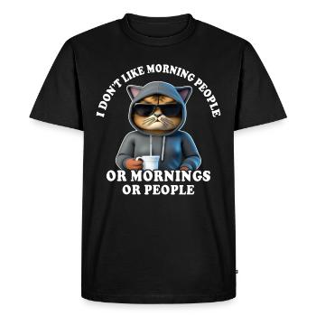 Morning grouch coffee drinker cat coffee - T-shirt Premium bio Homme - noir - Devant - Nico (187cm)