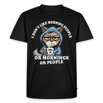 Morning grouch coffee drinker cat coffee - T-shirt Premium bio Homme - noir - Devant - Nico (187cm)