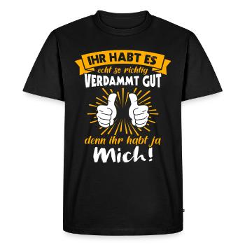 Tu l’as bien tu m’as - T-shirt Premium bio Homme - noir - Devant - Nico (187cm)