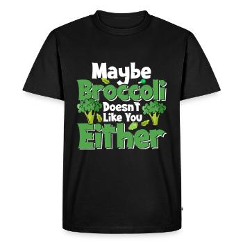 Peut-être que le brocoli ne vous aime pas non plus - Vegan - T-shirt Premium bio Homme - noir - Devant - Nico (187cm)