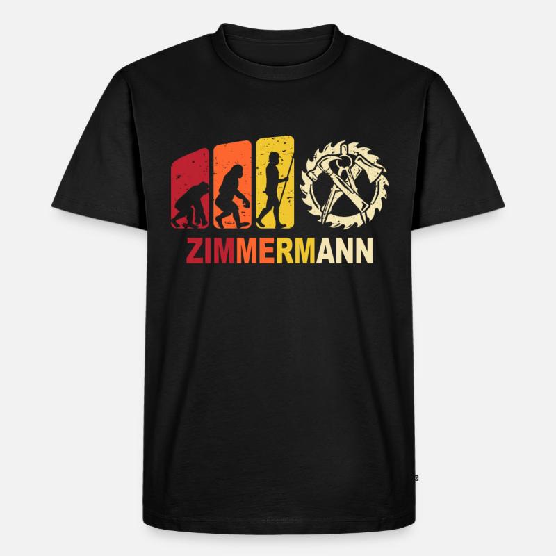 Zimmerer Evolution Zimmerleute - Männer Premium Bio T-Shirt - Schwarz