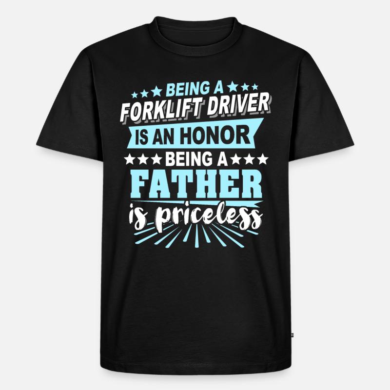 Gabelstapler Papa Staplerfahrer - Männer Premium Bio T-Shirt - Schwarz