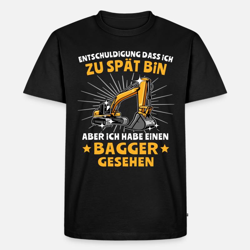 Baggerführer Bagger Baggerfahrer - Männer Premium Bio T-Shirt - Schwarz