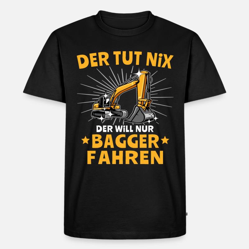 Baggerführer Bagger Baggerfahrer - Männer Premium Bio T-Shirt - Schwarz