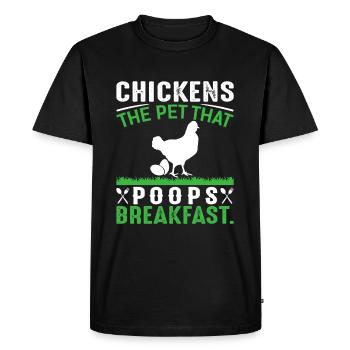 Poulets L’animal qui fait caca Petit déjeuner - T-shirt Premium bio Homme - noir - Devant - Nico (187cm)
