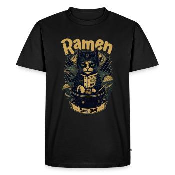 Japanese-Inspired Feline Culinary Cat Sushi Chef - Men's Premium Organic T-Shirt - black - Front - Nico (187cm)