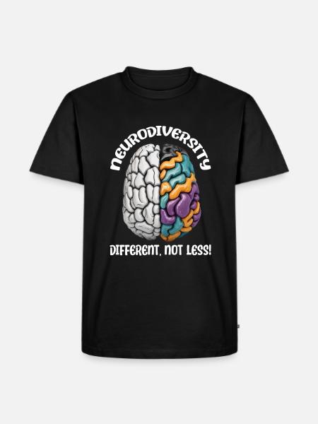 "Different, Not Less" Neurodiversity - Men's Premium Organic T-Shirt - black
