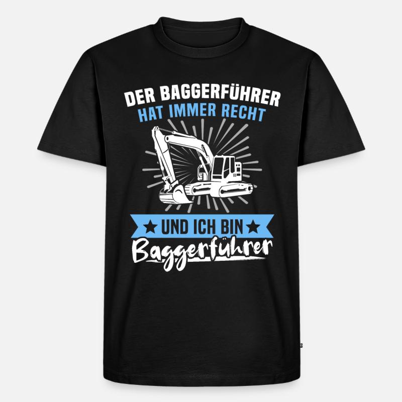 Baggerfahrer Baggerführer - Männer Premium Bio T-Shirt - Schwarz