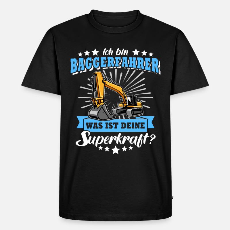 Baggerführer Bagger Baggerfahrer - Männer Premium Bio T-Shirt - Schwarz