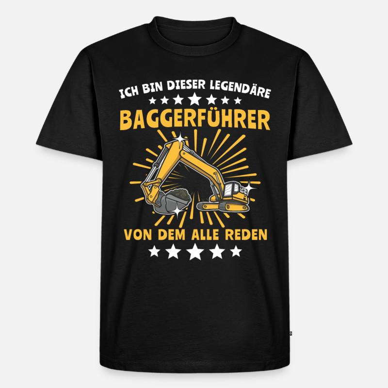 Baggerführer Baggerfahrer - Männer Premium Bio T-Shirt - Schwarz
