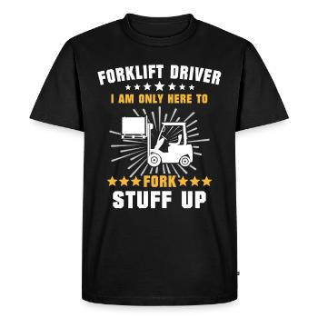 Conducteur de chariot élévateur Forklift - T-shirt Premium bio Homme - noir - Devant - Nico (187cm)