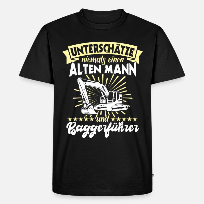 Baggerführer Bagger Baggerfahrer - Männer Premium Bio T-Shirt - Schwarz