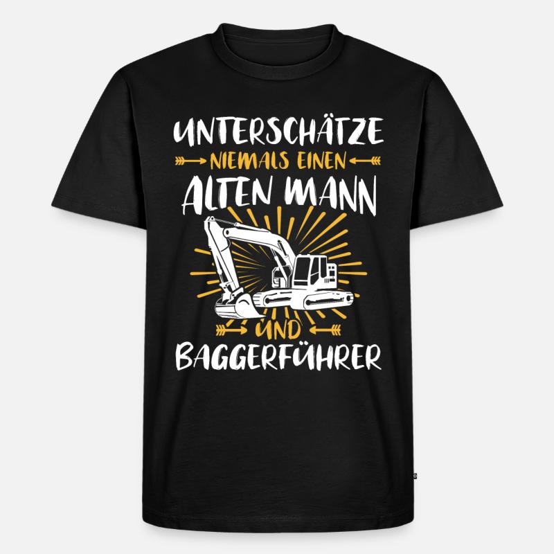 Bagger Baggerfahrer - Männer Premium Bio T-Shirt - Schwarz