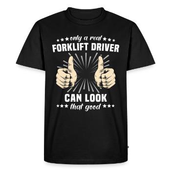 Chariot élévateur - T-shirt Premium bio Homme - noir - Devant - Nico (187cm)