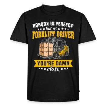 Chariot élévateur Conducteur de chariot élévateur - T-shirt Premium bio Homme - noir - Devant - Nico (187cm)