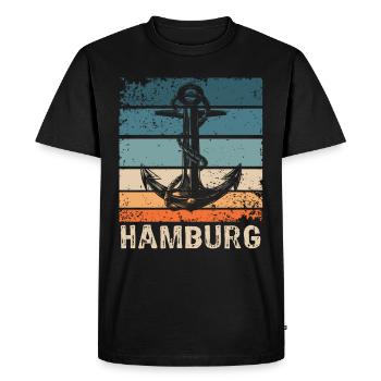 Hamburger Sprüche Hamburg - Männer Premium Bio T-Shirt - Schwarz - Vorne - Nico (187cm)