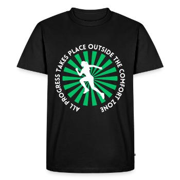 Progress takes place outside the comfort zone - Men's Premium Organic T-Shirt - black - Front - Nico (187cm)