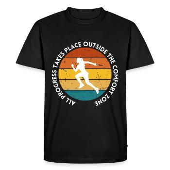 Progress takes place outside the comfort zone - Men's Premium Organic T-Shirt - black - Front - Nico (187cm)