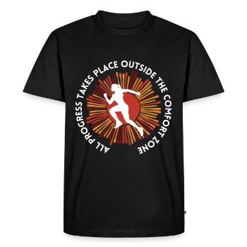 Progress takes place outside the comfort zone - Men's Premium Organic T-Shirt - black - Front - Nico (187cm)