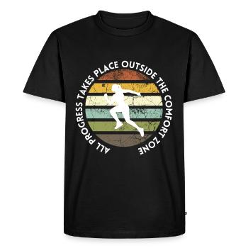 Progress takes place outside the comfort zone - Men's Premium Organic T-Shirt - black - Front - Nico (187cm)