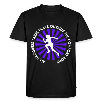 Progress takes place outside the comfort zone - Men's Premium Organic T-Shirt - black - Front - Nico (187cm)