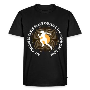 Progress takes place outside the comfort zone - Men's Premium Organic T-Shirt - black - Front - Nico (187cm)