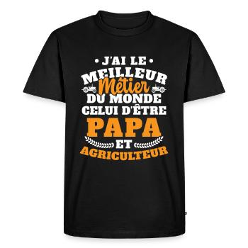 Humour Papa Tracteur Agriculteur Fermier - T-shirt Premium bio Homme - noir - Devant - Nico (187cm)