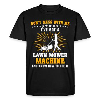Lawn mower sayings lawn mowing - Men's Premium Organic T-Shirt - black - Front - Nico (187cm)