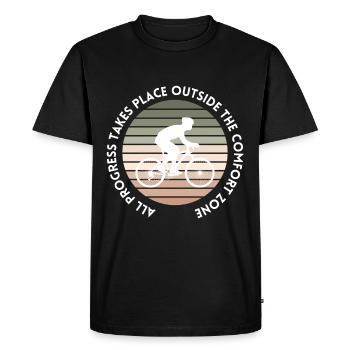 MTB Road Bike Cyclist Leave your comfort zone - Men's Premium Organic T-Shirt - black - Front - Nico (187cm)