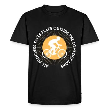 MTB Road Bike Cyclist Leave your comfort zone - Men's Premium Organic T-Shirt - black - Front - Nico (187cm)