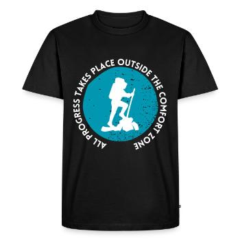Progression de la randonnée en dehors de la zone de confort - T-shirt Premium bio Homme - noir - Devant - Nico (187cm)