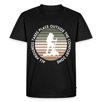 Progression de la randonnée en dehors de la zone de confort - T-shirt Premium bio Homme - noir - Devant - Nico (187cm)