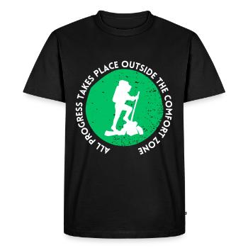 Progression de la randonnée en dehors de la zone de confort - T-shirt Premium bio Homme - noir - Devant - Nico (187cm)