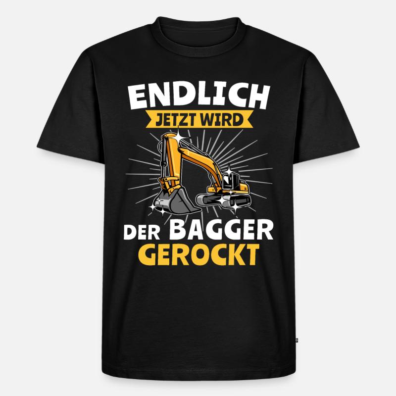 Bagger Baggerfahrer - Männer Premium Bio T-Shirt - Schwarz