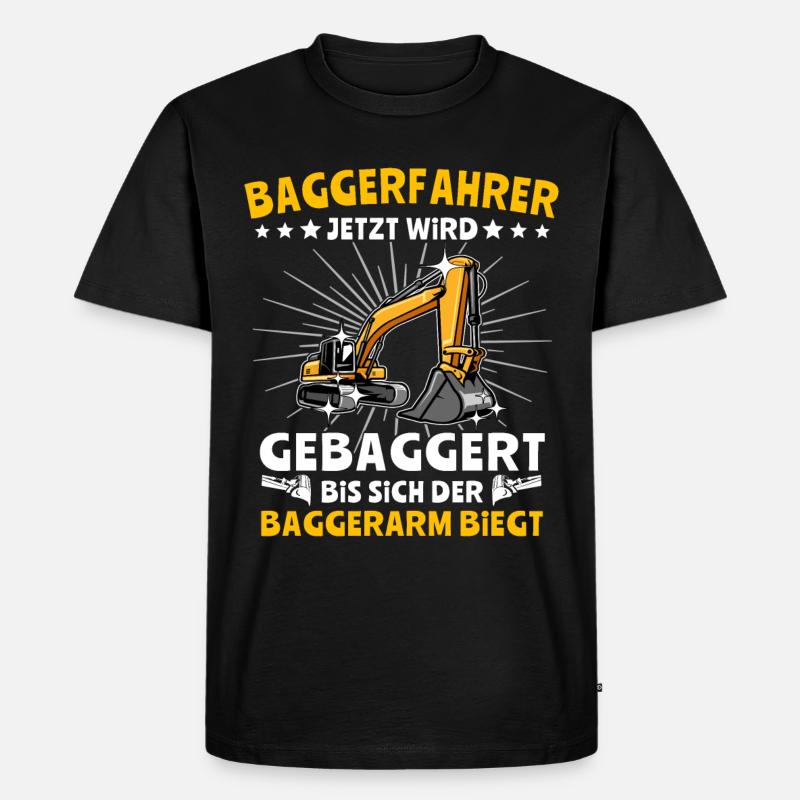 Bagger Baggerfahrer - Männer Premium Bio T-Shirt - Schwarz