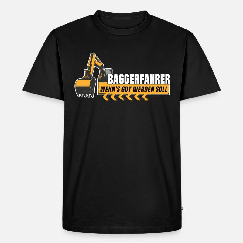 Baggerfahrer Bagger - Männer Premium Bio T-Shirt - Schwarz