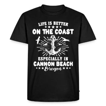 Cannon Beach Oregon - Men's Premium Organic T-Shirt - black - Front - Nico (187cm)