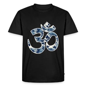 Cosmic Resonance: The Sacred Om - Men's Premium Organic T-Shirt - black - Front - Nico (187cm)