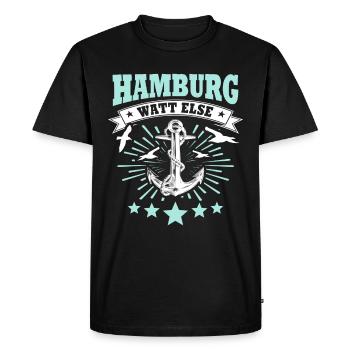 Hamburg Hamburger - Männer Premium Bio T-Shirt - Schwarz - Vorne - Nico (187cm)