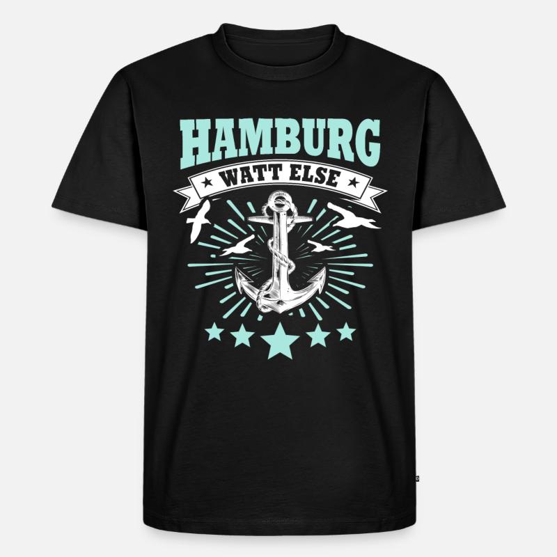 Hamburg Hamburger - Männer Premium Bio T-Shirt - Schwarz