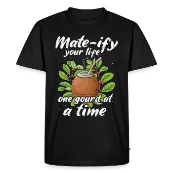 Thé Yerba mate - T-shirt Premium bio Homme - noir - Devant - Nico (187cm)