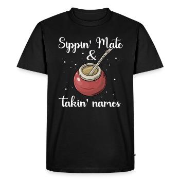 Yerba Mate Tea Bombilla - Men's Premium Organic T-Shirt - black - Front - Nico (187cm)